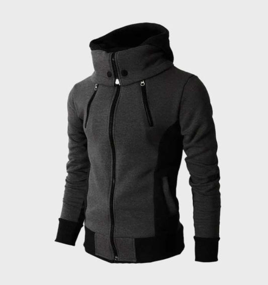 Aldwin - A thick and warm jacket with a hood, a high-necked collar and a zipper