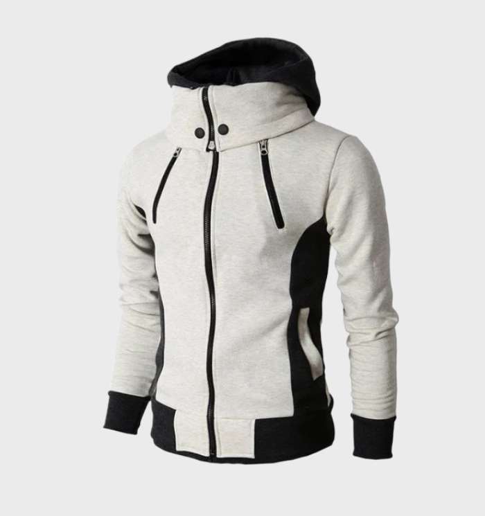 Aldwin - A thick and warm jacket with a hood, a high-necked collar and a zipper